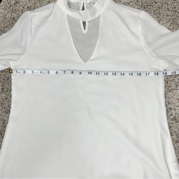 Wayf White Choker Keyhole Neck Back Long Sleeve Chiffon Top Blouse Small - Picture 8 of 9